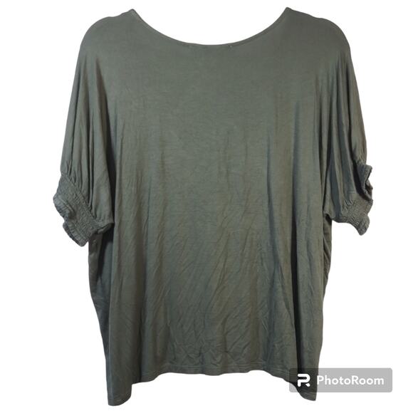 LOFT Solid Green Short Sleeve Casual Oversized Stretch Pullover Shirt Size M - Picture 2 of 8